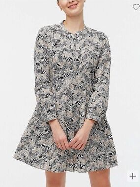 J.Crew Zebra Mixed Animal Print Tiered Dress Long sleeves– XXS